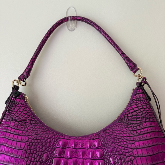 Brahmin Bekka Purple Potion Croc Shoulder Bag Rare Limited - Picture 5 of 11